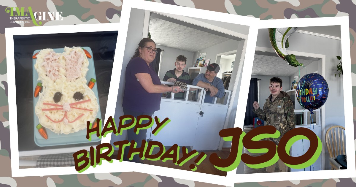 A collage of JSO's birthday celebrations, his father and friends and his easter themed birthday cake.