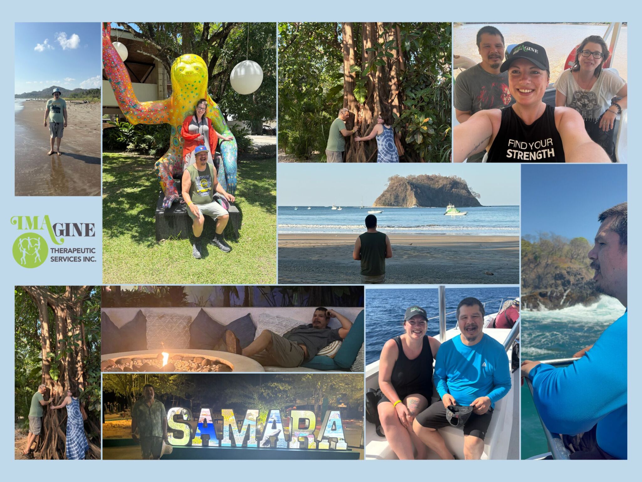 a collage of KB's trip.